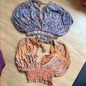 Free People Next Vacation Blouses - Purple and Orange